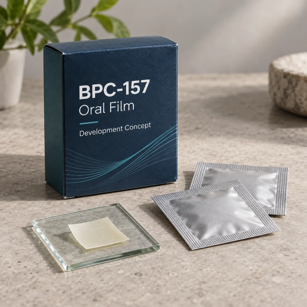 BPC-157 oral-film packaging development concept