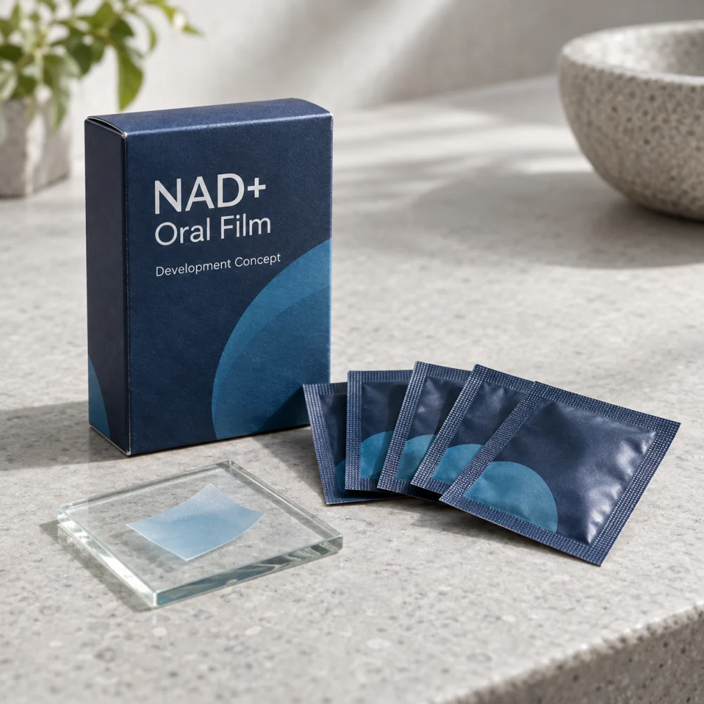 NAD+ oral-film packaging development concept