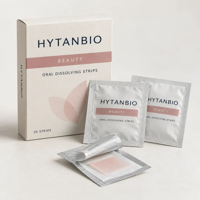 AI-generated HYTANBIO Beauty oral strip packaging concept