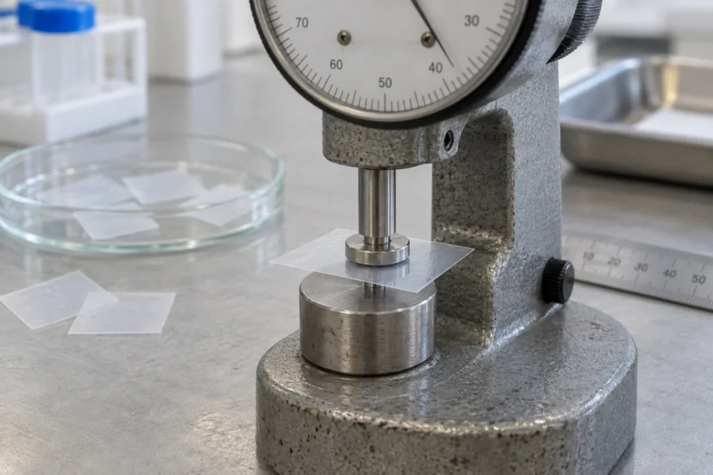 Illustrative precision gauge measuring oral film thickness